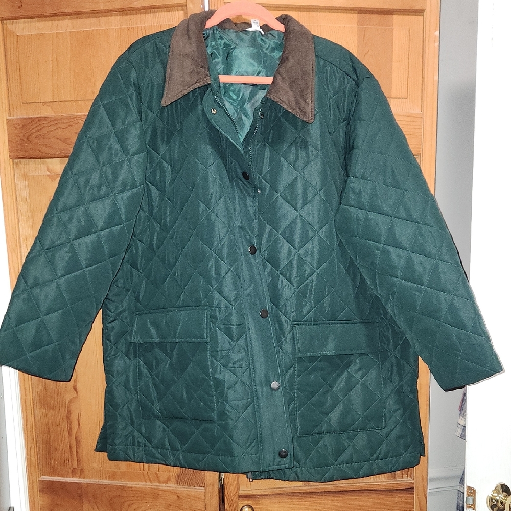 Time and Tru Dark Green Quilted Utility Jacket